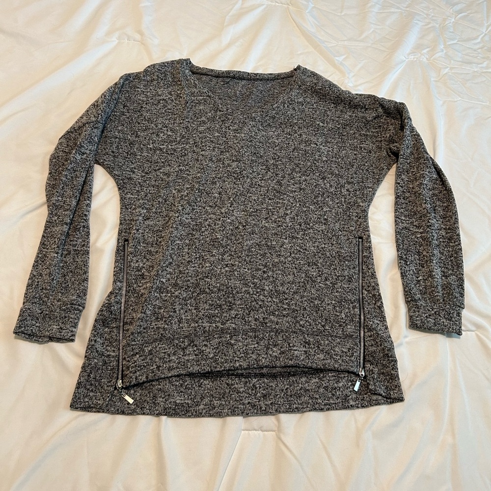 WHBM Grey Zipper Sweater